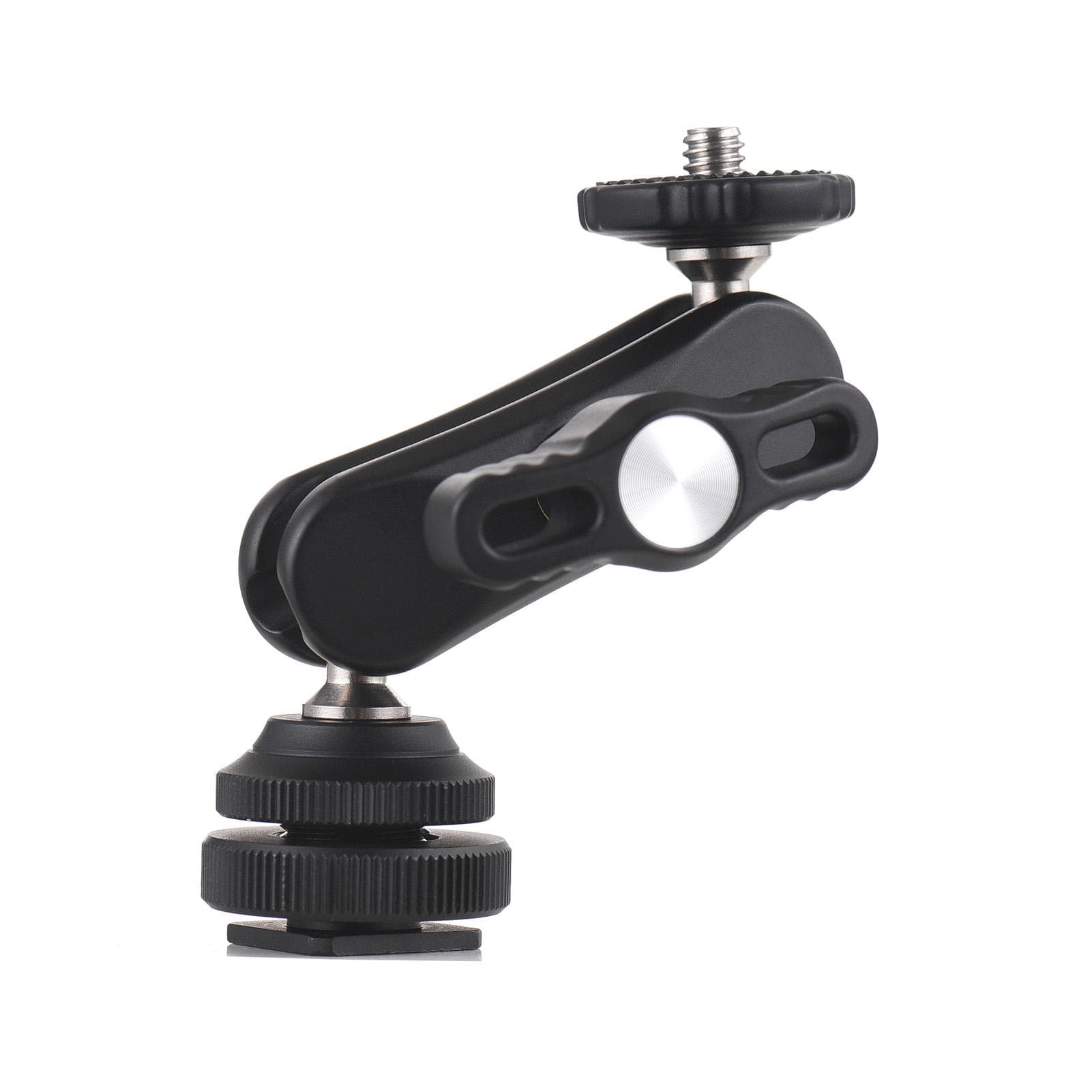 Mini Cool Ballhead Multi-Function Double Ball Dead Adapter with Cold Shoe Mount & 1/4 Inch Screw black