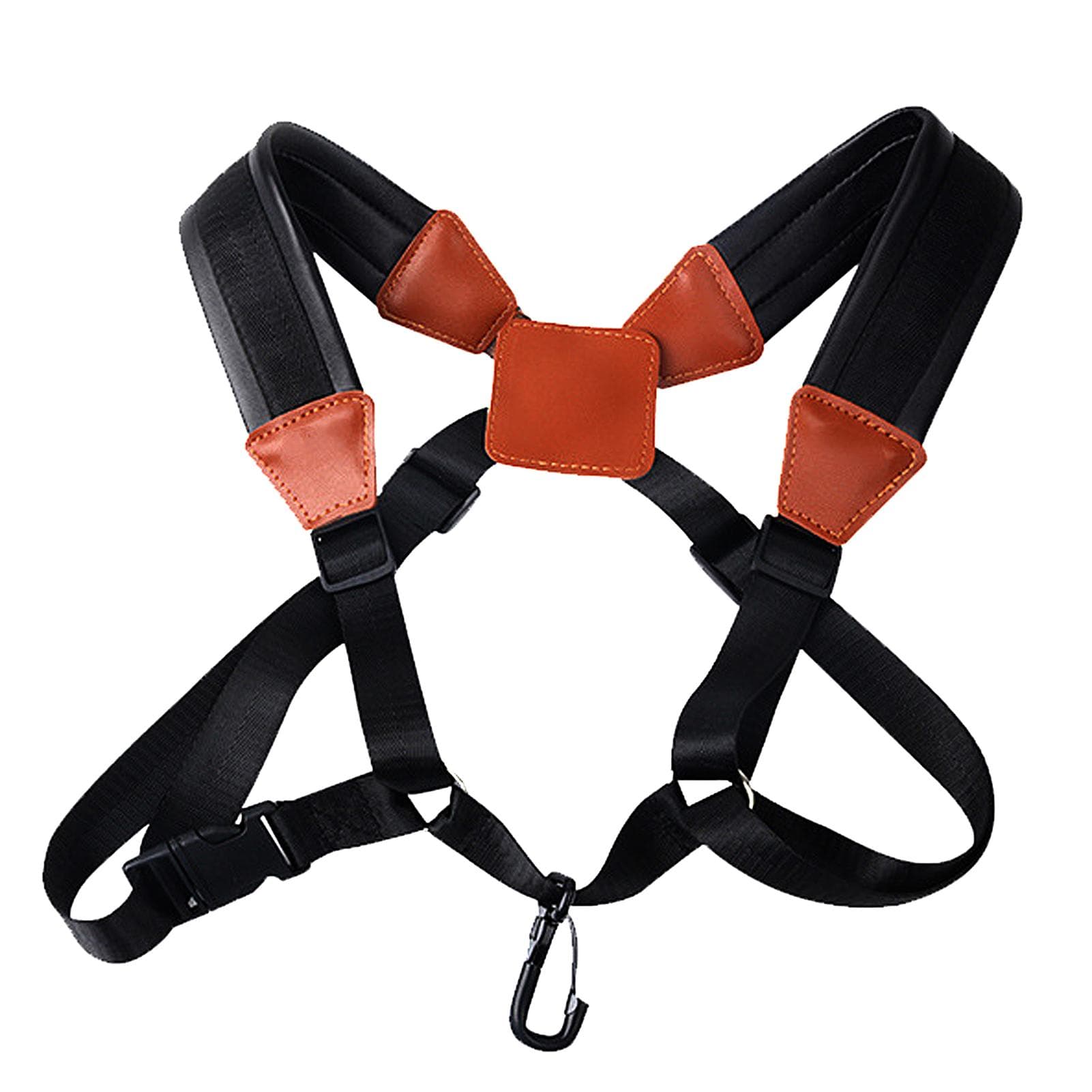 Saxophone Strap Sax Shoulder Strap Adjustable Padded Leather Strap for Soprano Alto Baritone L black