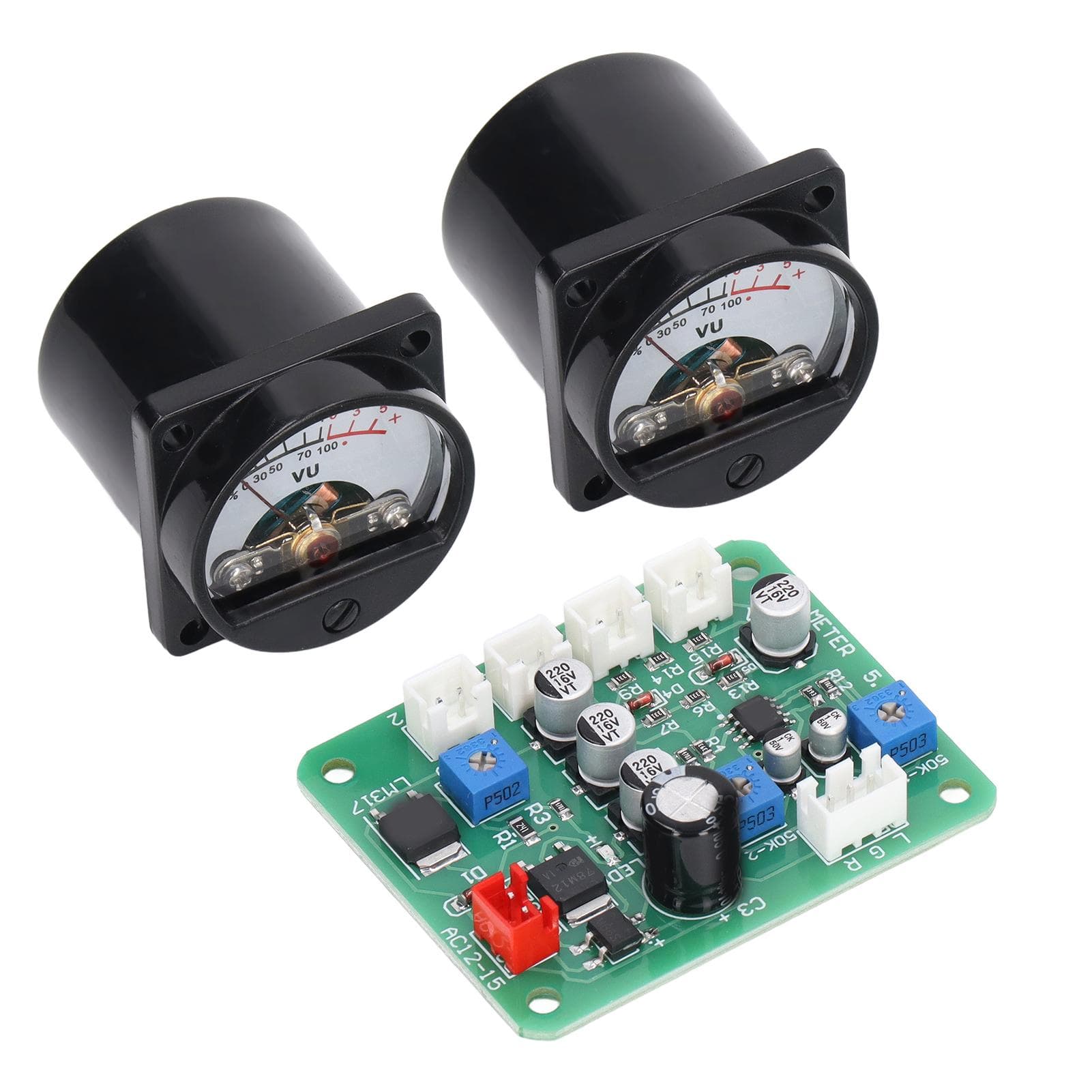 2PCS VU Meter Panel Warm Back Light Recording Audio Level Amplifier Driver Board with Cable