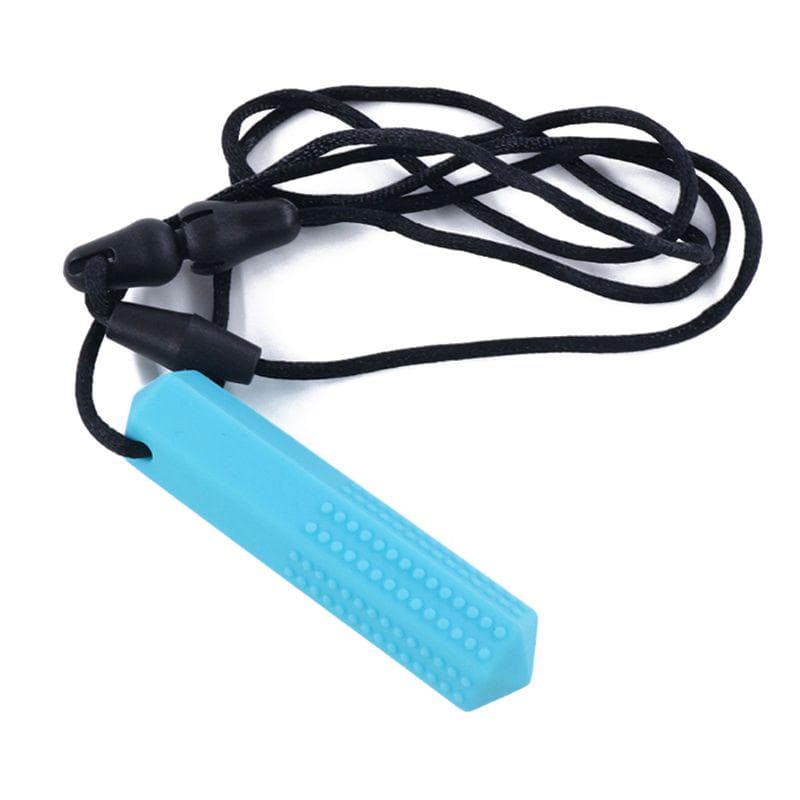 Silicone Teether Kids Chew Necklace Sensory Chewy Pendant Toys for Autism ADHD blue