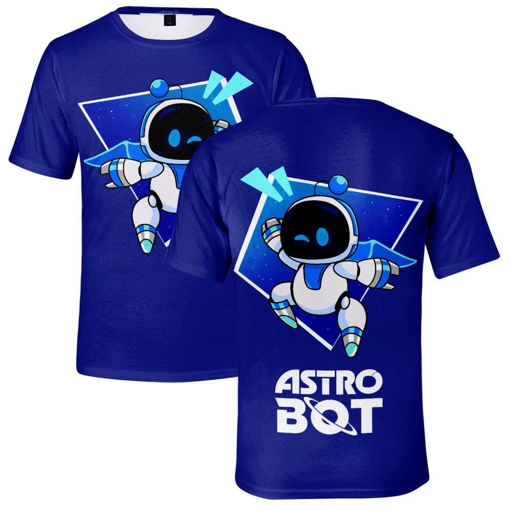 Funny Astro Bot Anime T Shirt Cool Women Men's Tshirt O Neck Casual Unisex Streetwear Fashion Tee Camisetas Ropa Hombre M blue