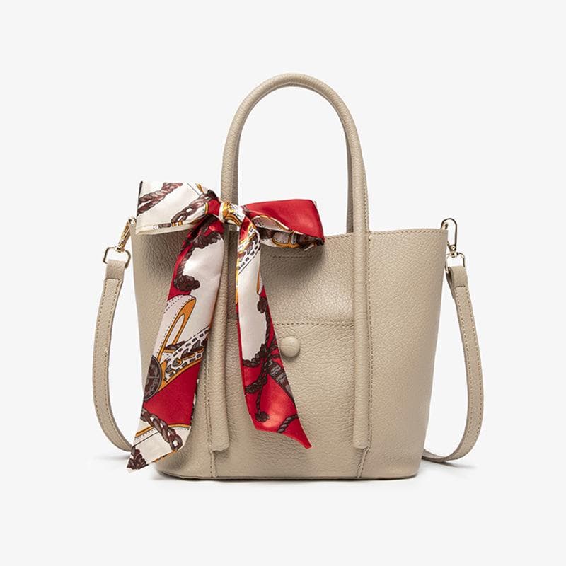 Underarm Bag Women's Silk Scarf Fashion Versatile Large Capacity Casual Tote Bag Soft Leather Women's Commuter Shoulder Bag khaki