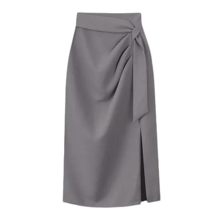 Drop-down Suit Skirt New High Waist Irregular A-line Skirt with Zipper Skirt In Spring and Summer 2XL grey