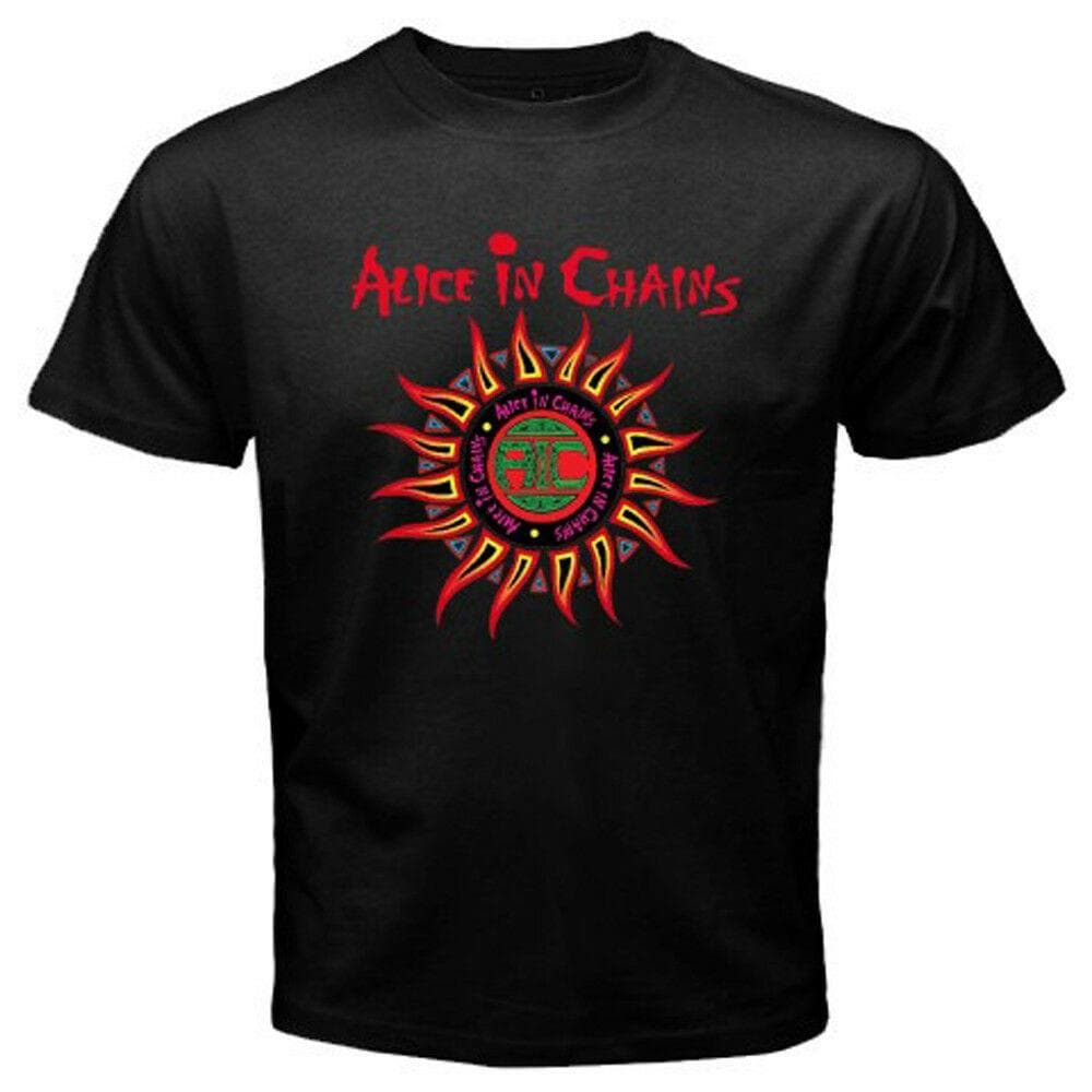 Alice In Chains *Sun Logo Grunge Rock Band Black T-Shirt XL