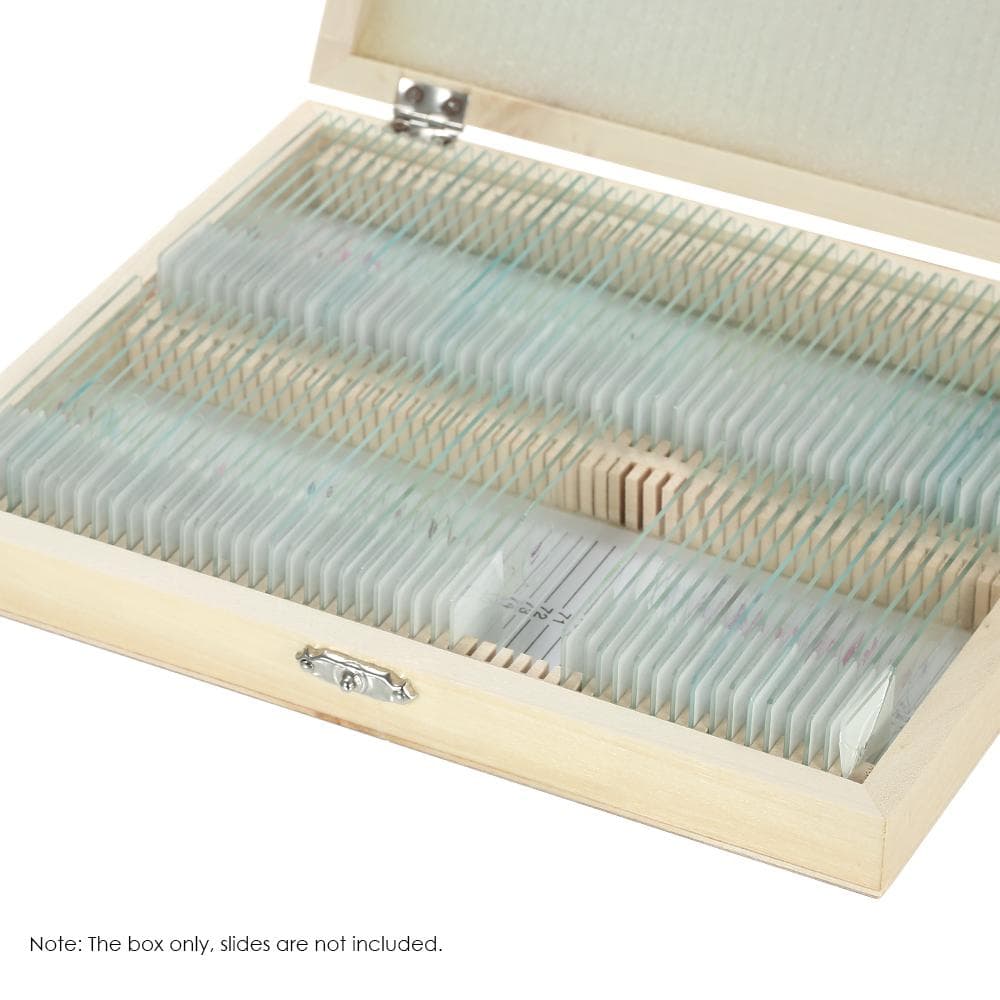 KKmoon 100-Places Wooden Slide Storage Box for Prepared Microscope Slides