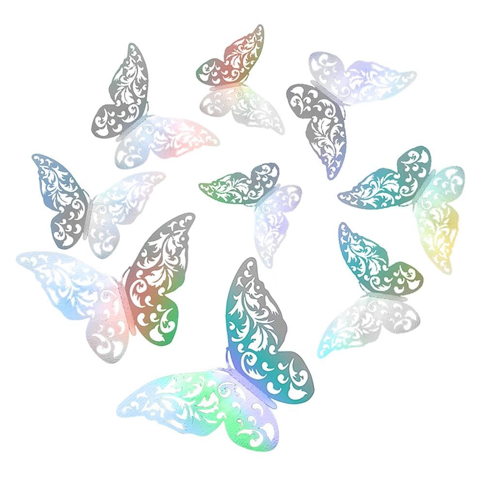 12Pcs 3D Butterfly Wall Decor Removable Hollow Butterfly Stickers Mural Decals DIY Wall Art