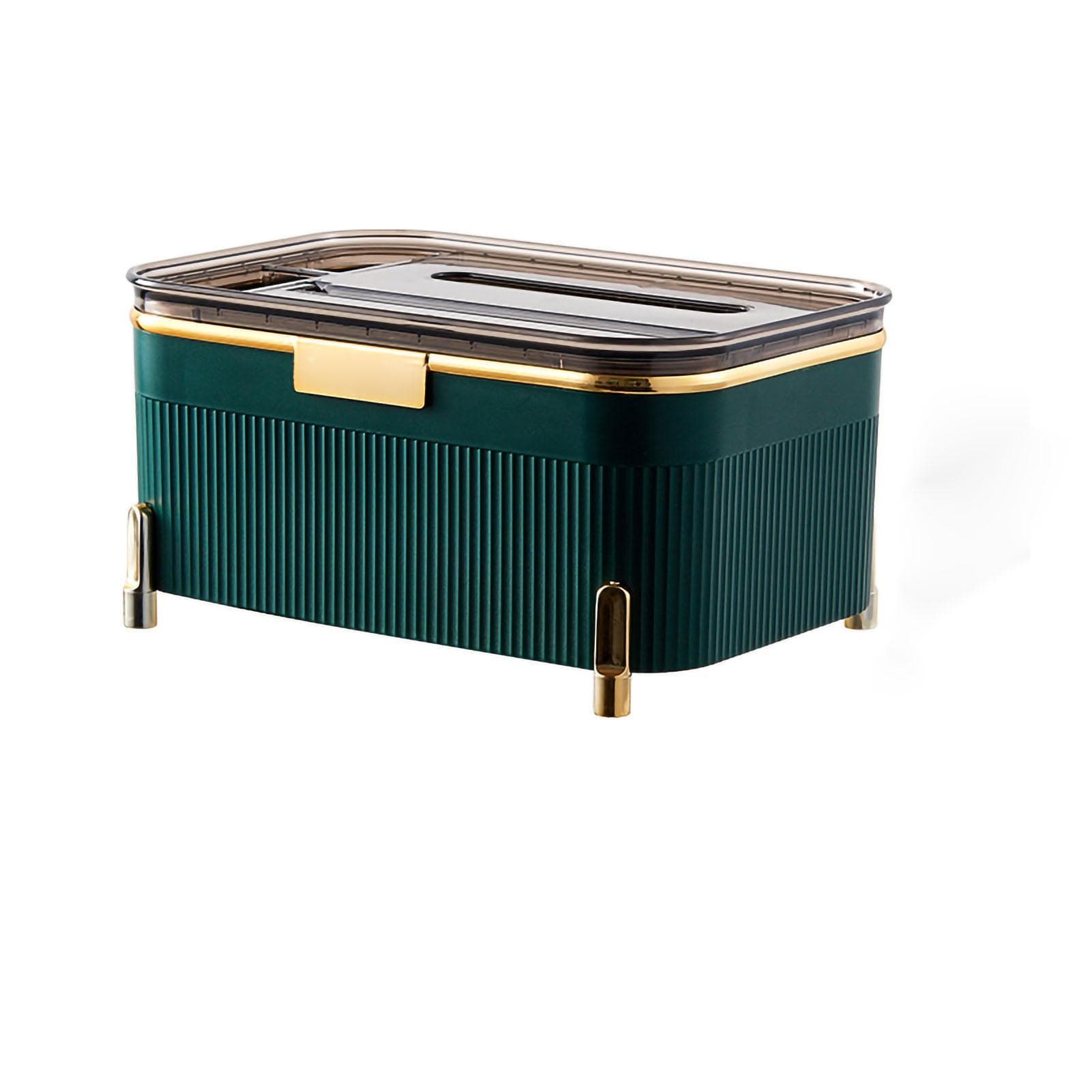 Multifunctional Tissue Box Household Desktop Storage Box Tissue Holder Box for Living Room Office dark green