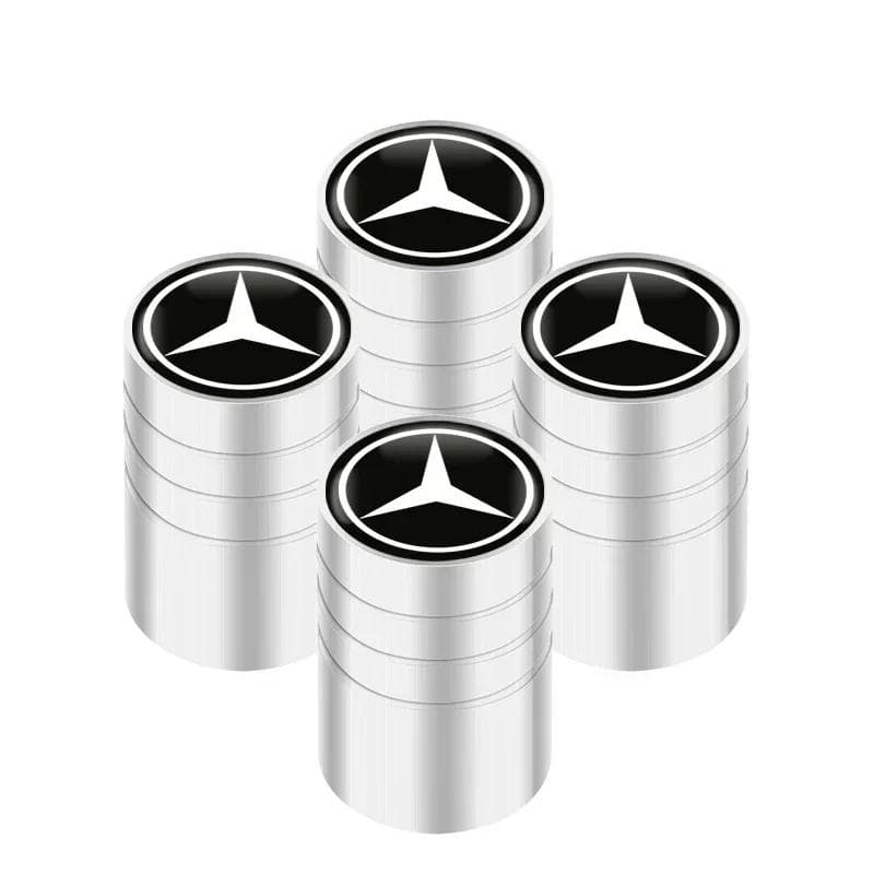 New For Mercedes Benz 4Pcs Car Wheel Tire Air Valve Caps Stem Cover with Color Brand Logo for Mercedes benz A B R G Class GLK GL