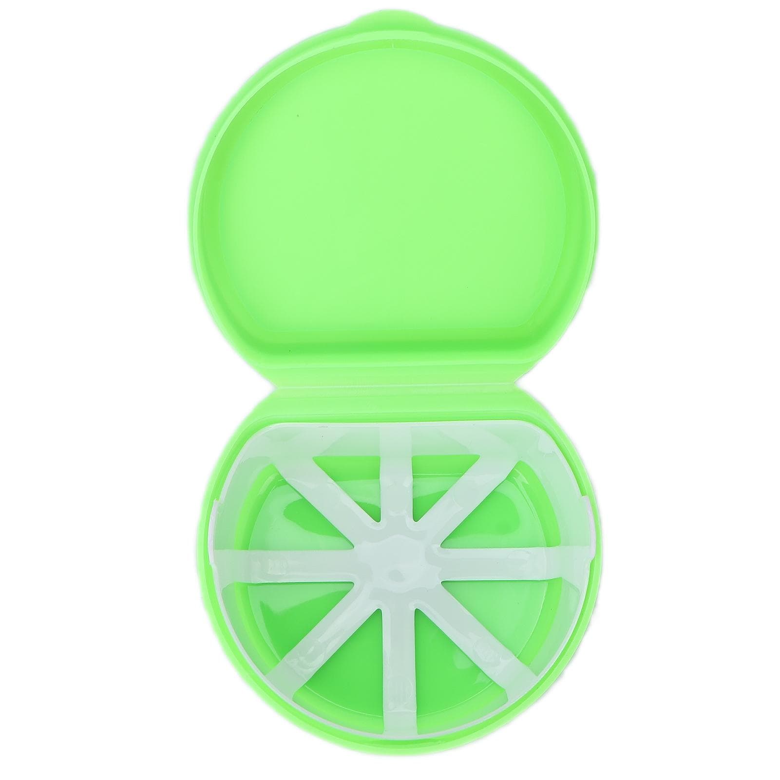 Portable Dental Retainer Box False Teeth Storage Box with Basket Net Container for TravelGreen green