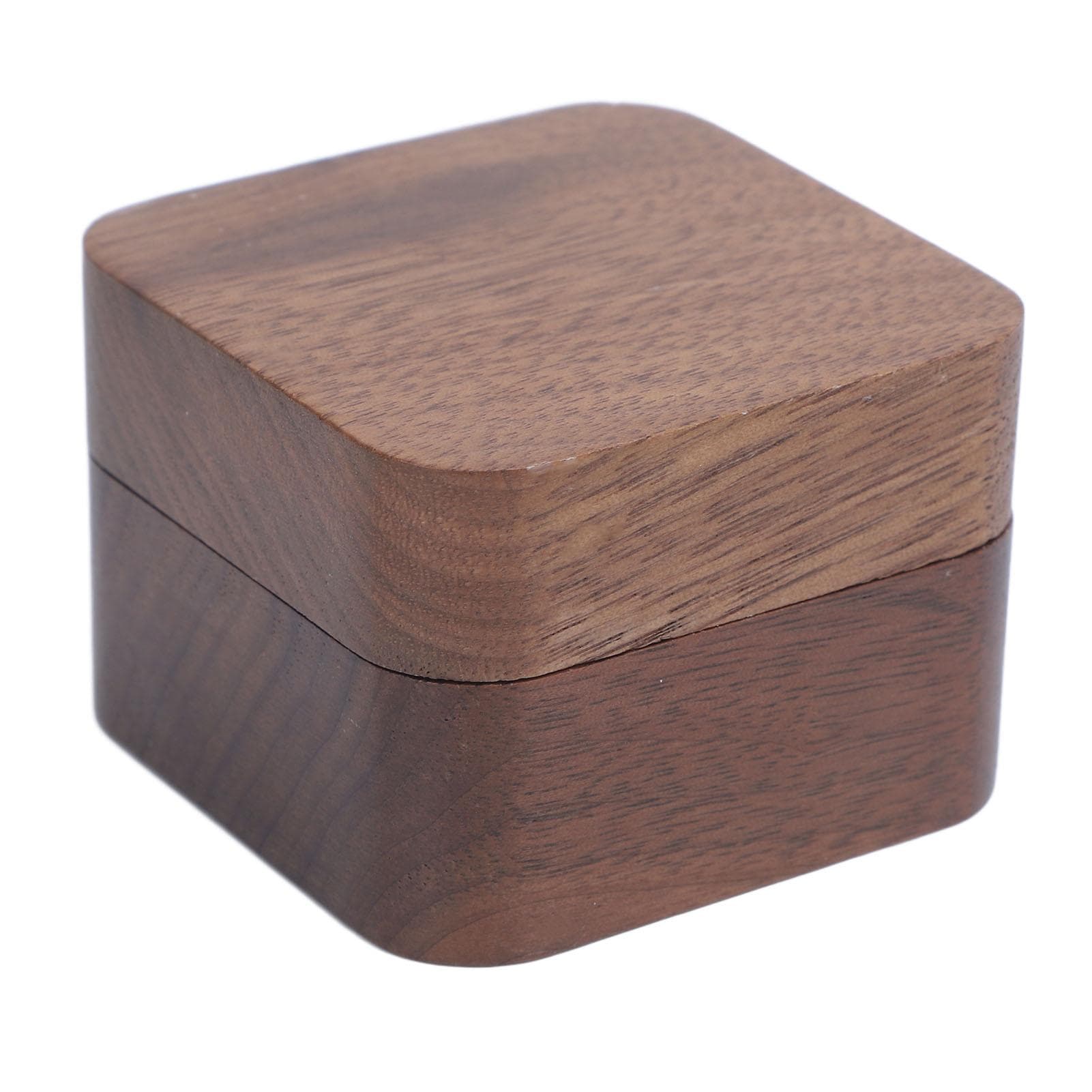 Ring Box Walnut Wood Frame Sponge Padding Retro Style Ring Holder for Engagement Wedding Jewelry