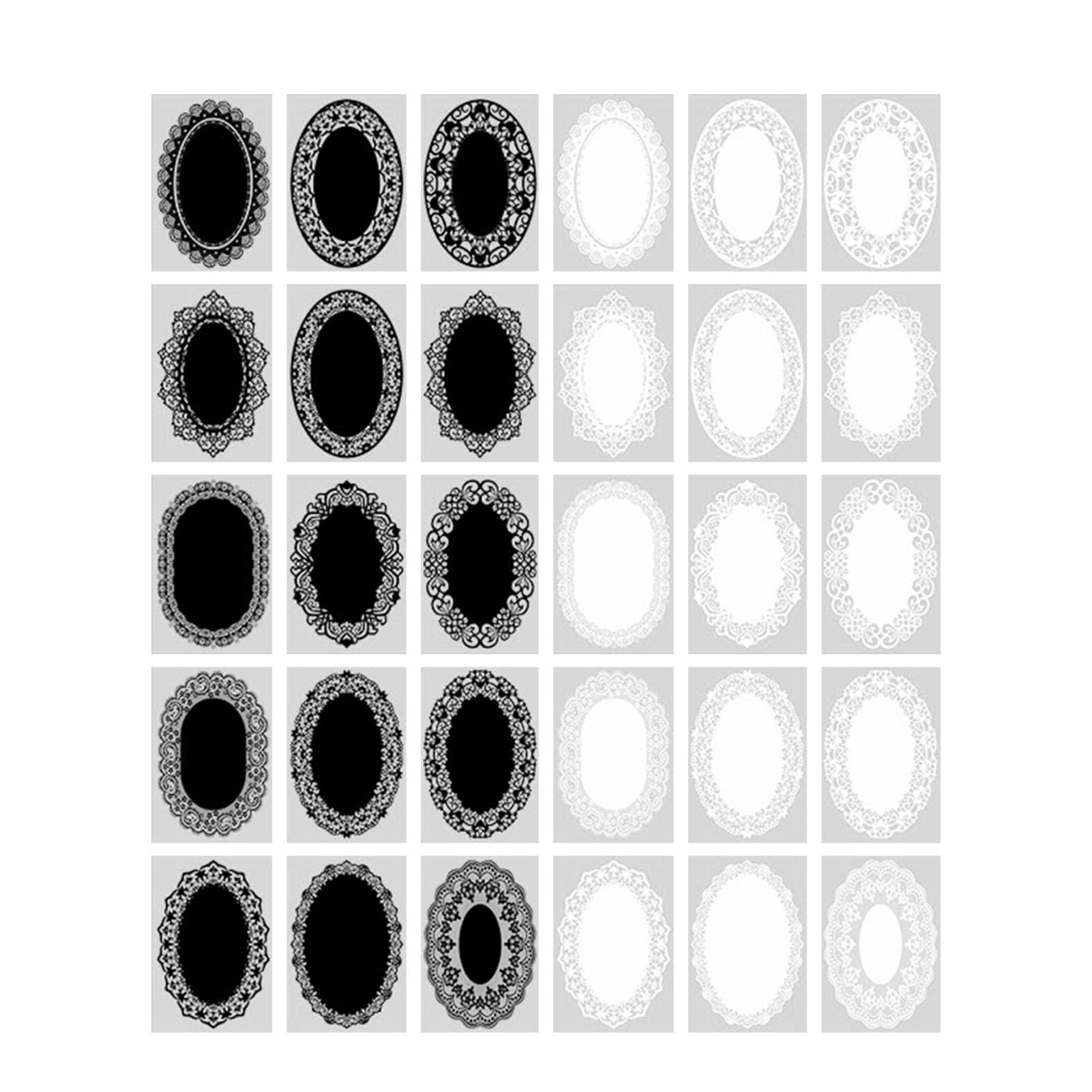 30Pcs Lace Stickers Vintage Decorative Cutout DIY Oval Lace Stickers for Journal Scrapbooking