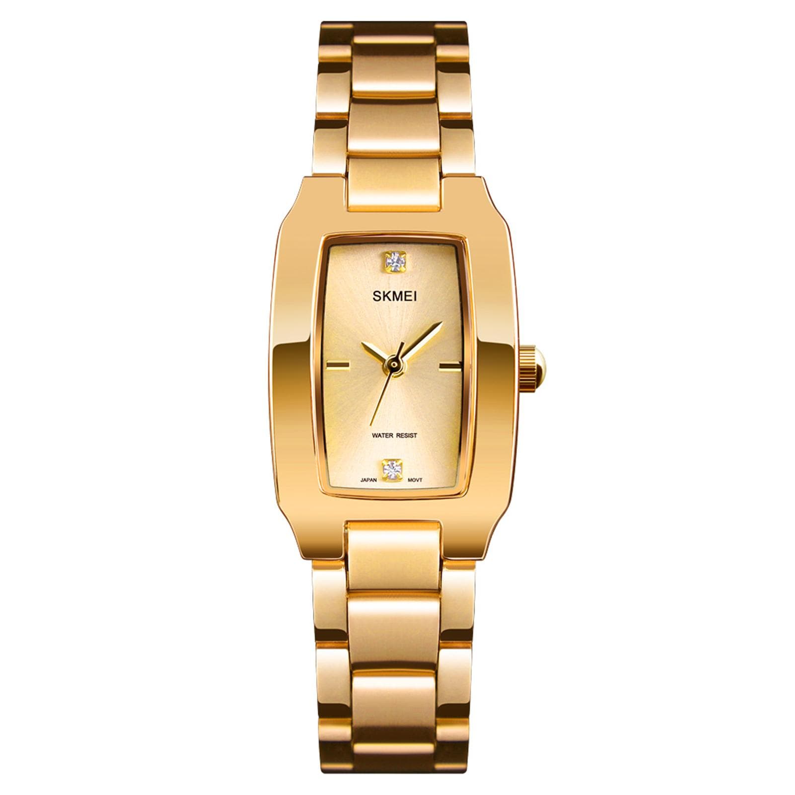 SKMEI Women Quartz Watch Stainless Steel Strap Diamond Dial Female Wristband Elegant Ladies Watches gold