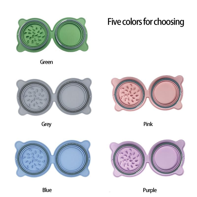 Foldable Silicone Pet Bowls Non-toxic Portable Pet Travel Feeding Bowl Folding Puppy Cat Bowl Outdoor Food Dispenser Feeder purple