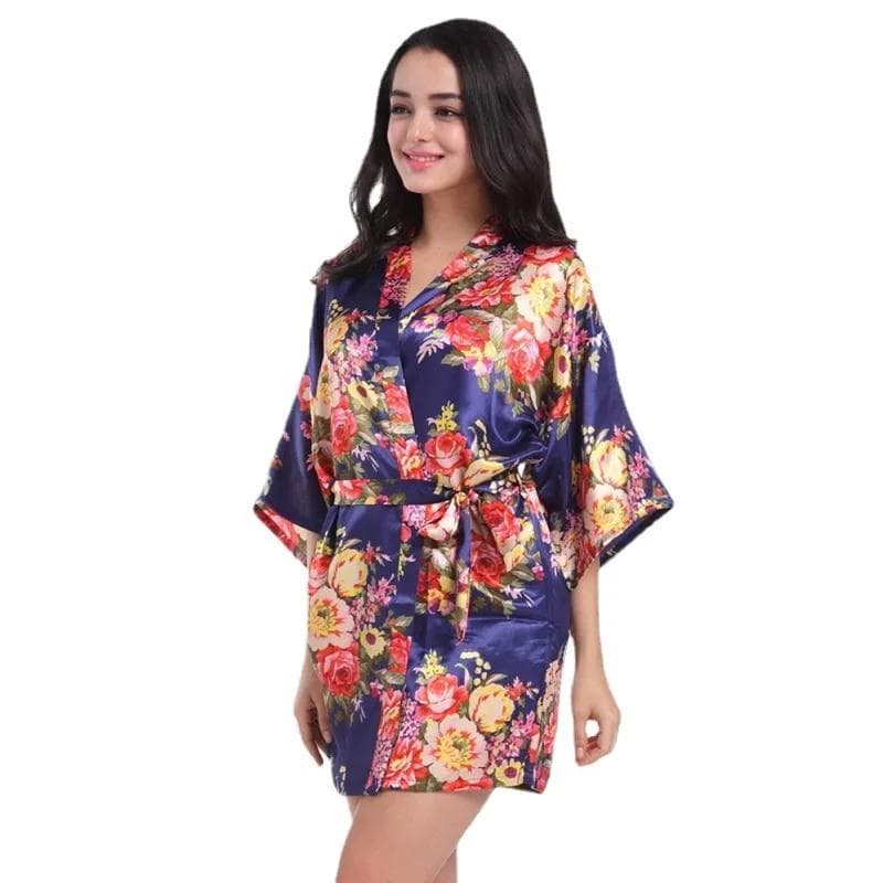 Women Floral Kimono Robe Satin Bridal Dressing Gown Bride Bridesmaid Robes Sleepwear 3XL