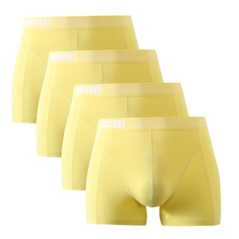 4 Pieces Men's Underwear Boxers Colorful Shorts Boy Undies Panties Big Size M L XL 2XL 3XL 4XL 5XL 6XL 7XL XL yellow