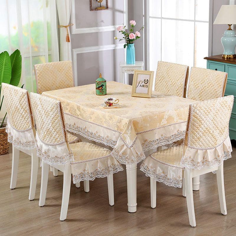 Household Lace Cotton Tablecloth Minimalist Modern Dustproof Tablecloth Chinese Style Machine Washable Cover Cloth 1pcs chair cover 1pcs
