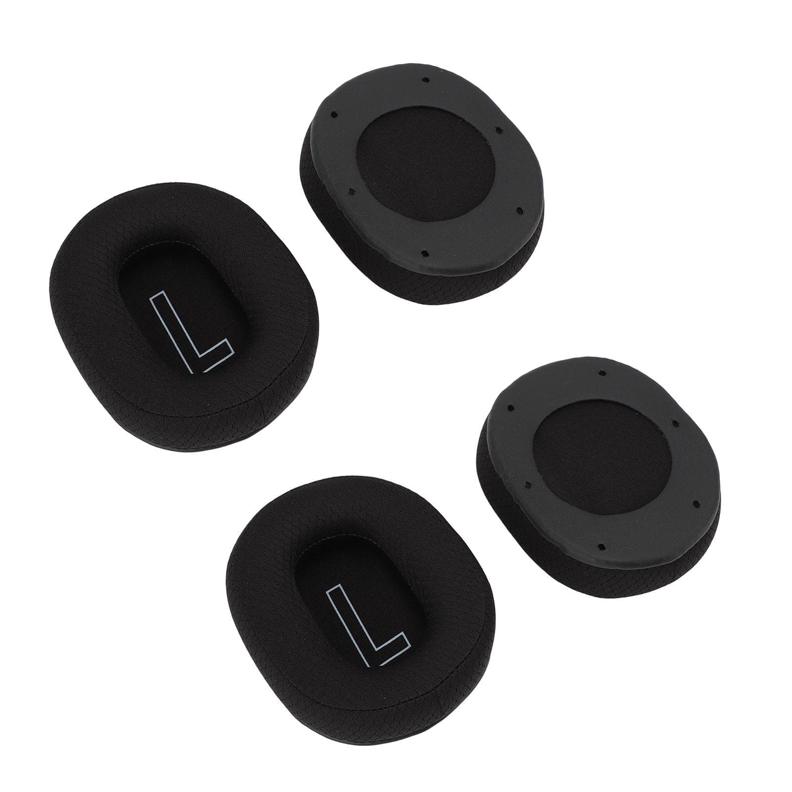 2 Pairs Ear Pads with Breathable Mesh Fabric Memory Foam Comfortable Headphones Replacement Earpads black