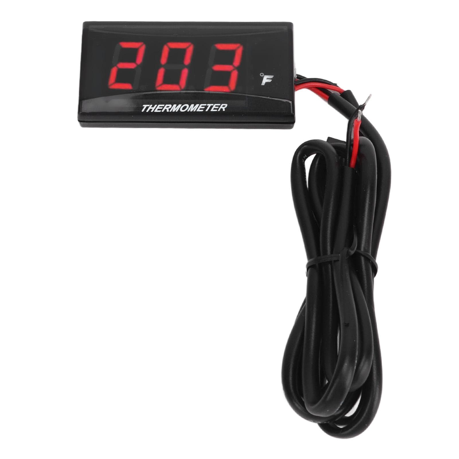 Motorcycle Digital Water Temperature Gauge Ultra Thin DC 12V LCD With 18mm Sensor Adapter for Most red