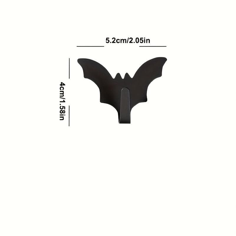 2pcs Metal Bat Hooks | No-Drill Adhesive Wall Hooks for Bathroom, Kitchen, and Coat Room | Ideal for Halloween, Universal, Fall, Winter Decorations 2pcs black