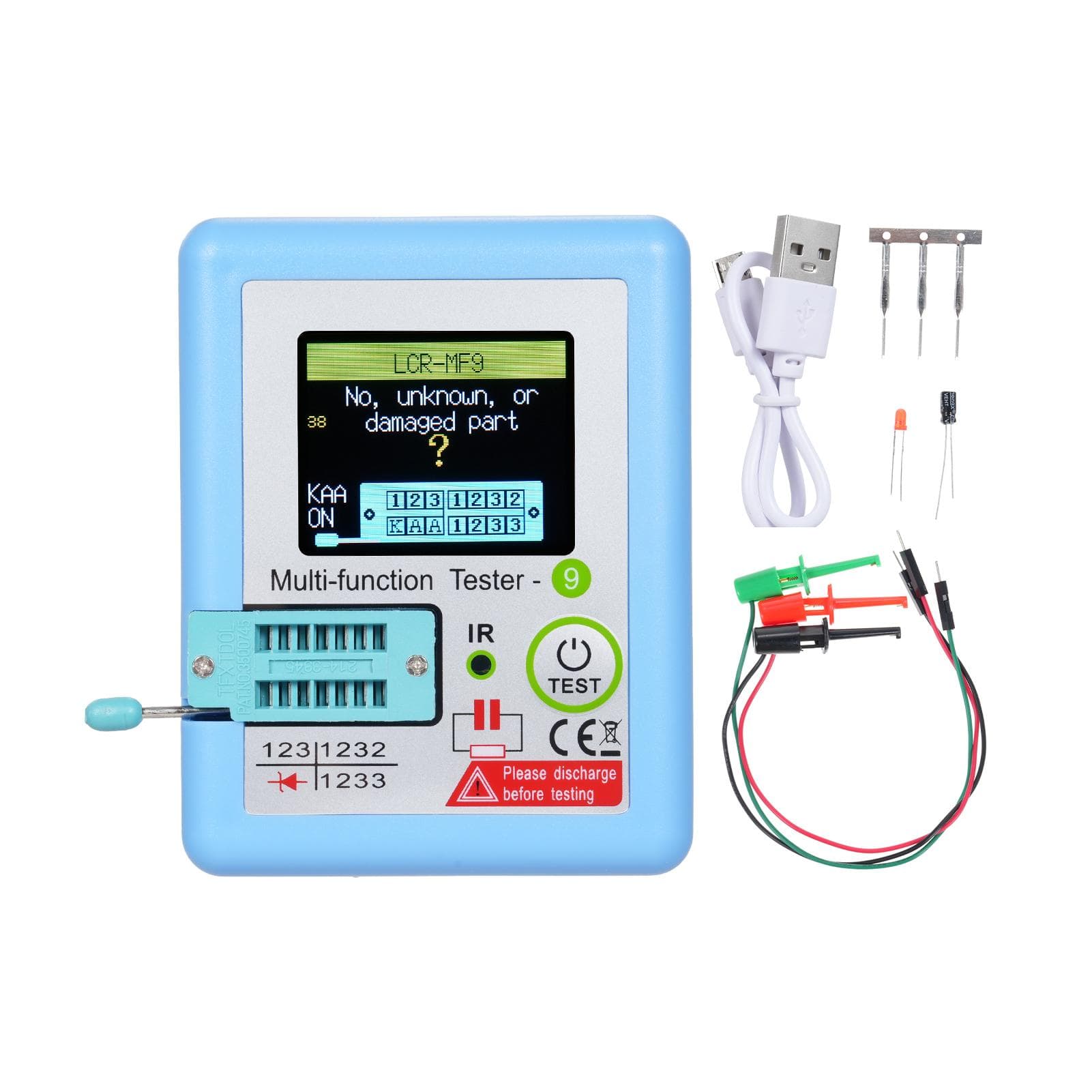 LCRMF9 1.8   TFT LCD Display Multimeter Transistor Tester Diode Triode Capacitor Resistor Test blue