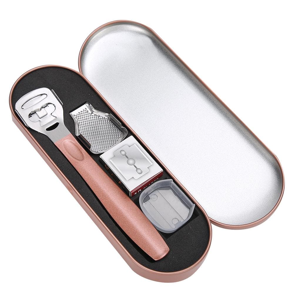 Callus Shaver Set Stainless Steel Foot Dead Skin Removal Foot File Pedicure SetRose Gold