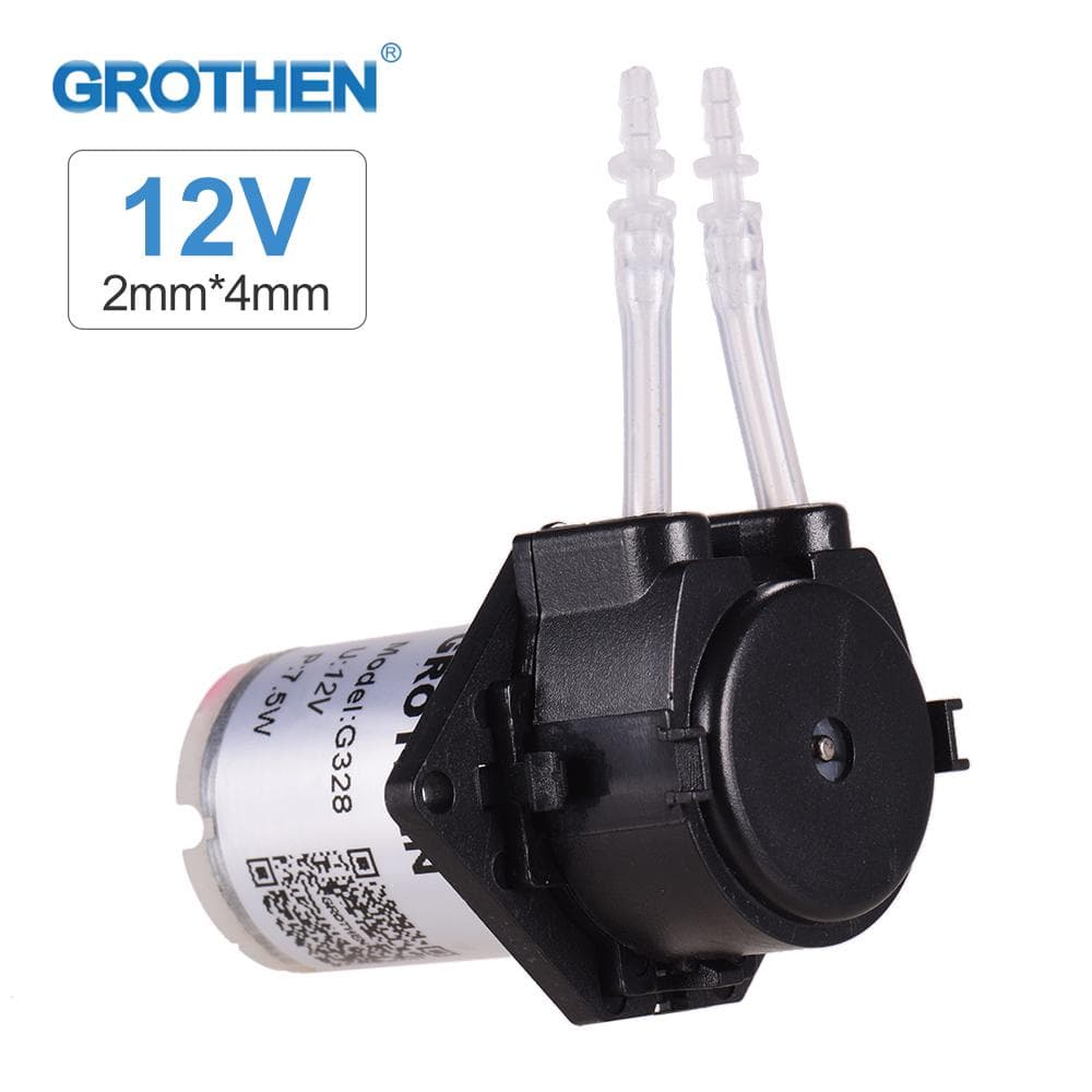 GROTHEN DC 12V Dosing Pump Peristaltic Pump Mini Water Liquid Peristaltic Dosing Pump Dosing Pump Head Pump 2mmX4mm black