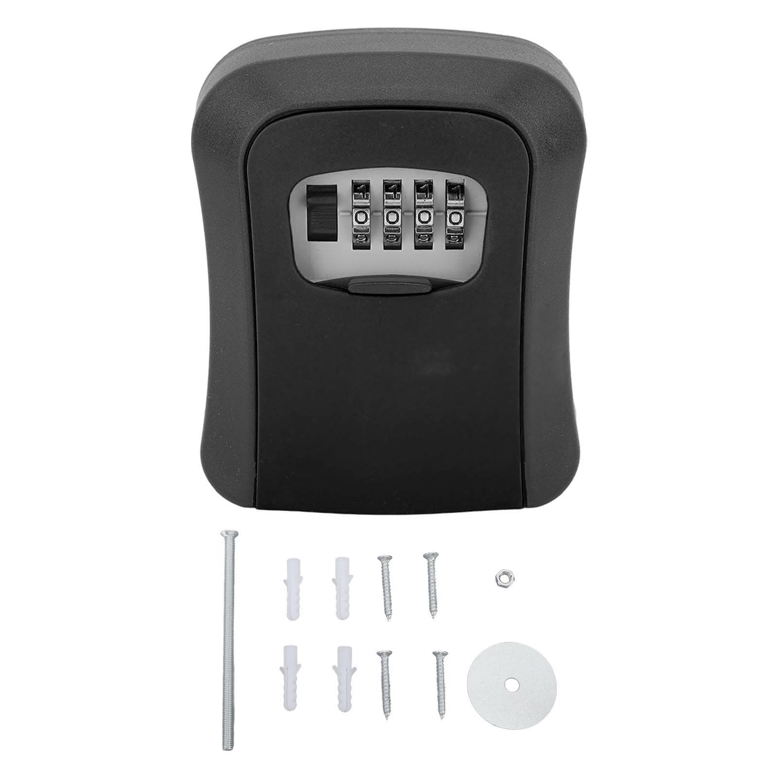 Key Lock Box Wall Mounted Combination Lockbox for Outside House Keys 5 Keys Capacity Key Safe black