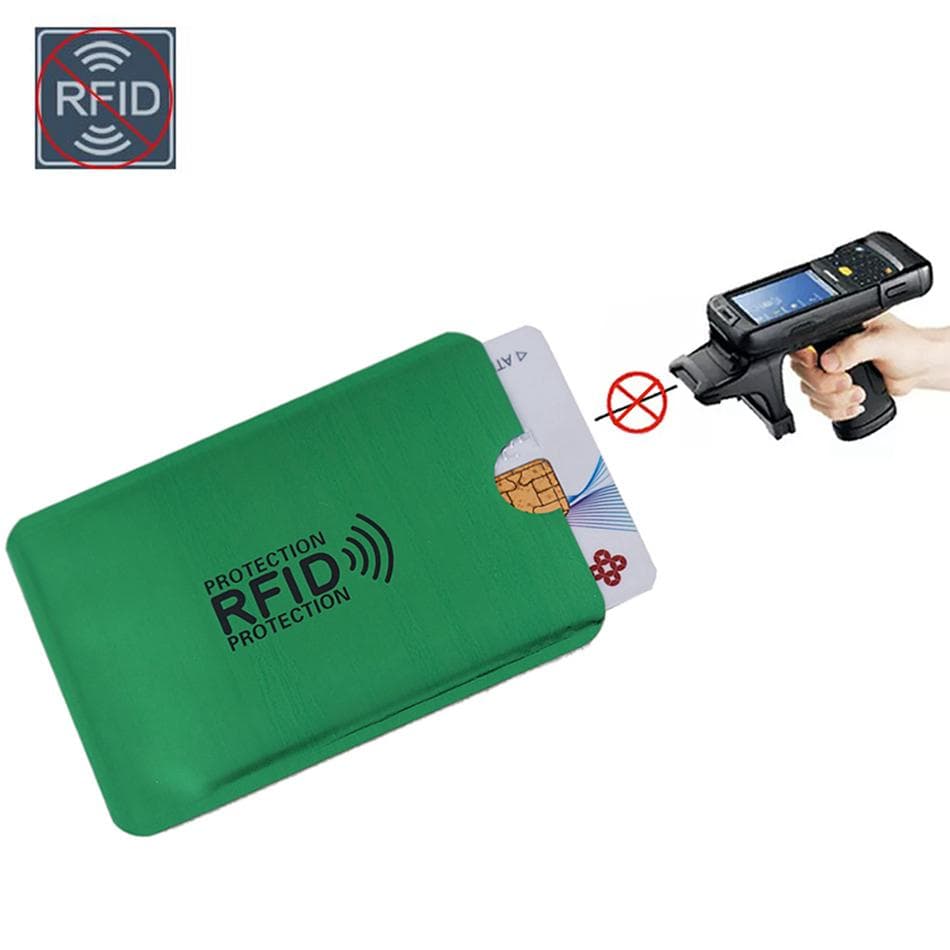 Anti Rfid Wallet Bank Card Holder Id Bank Card Case Protection 6cm*9.3cm Metal Credit Card Holder 5PCS green