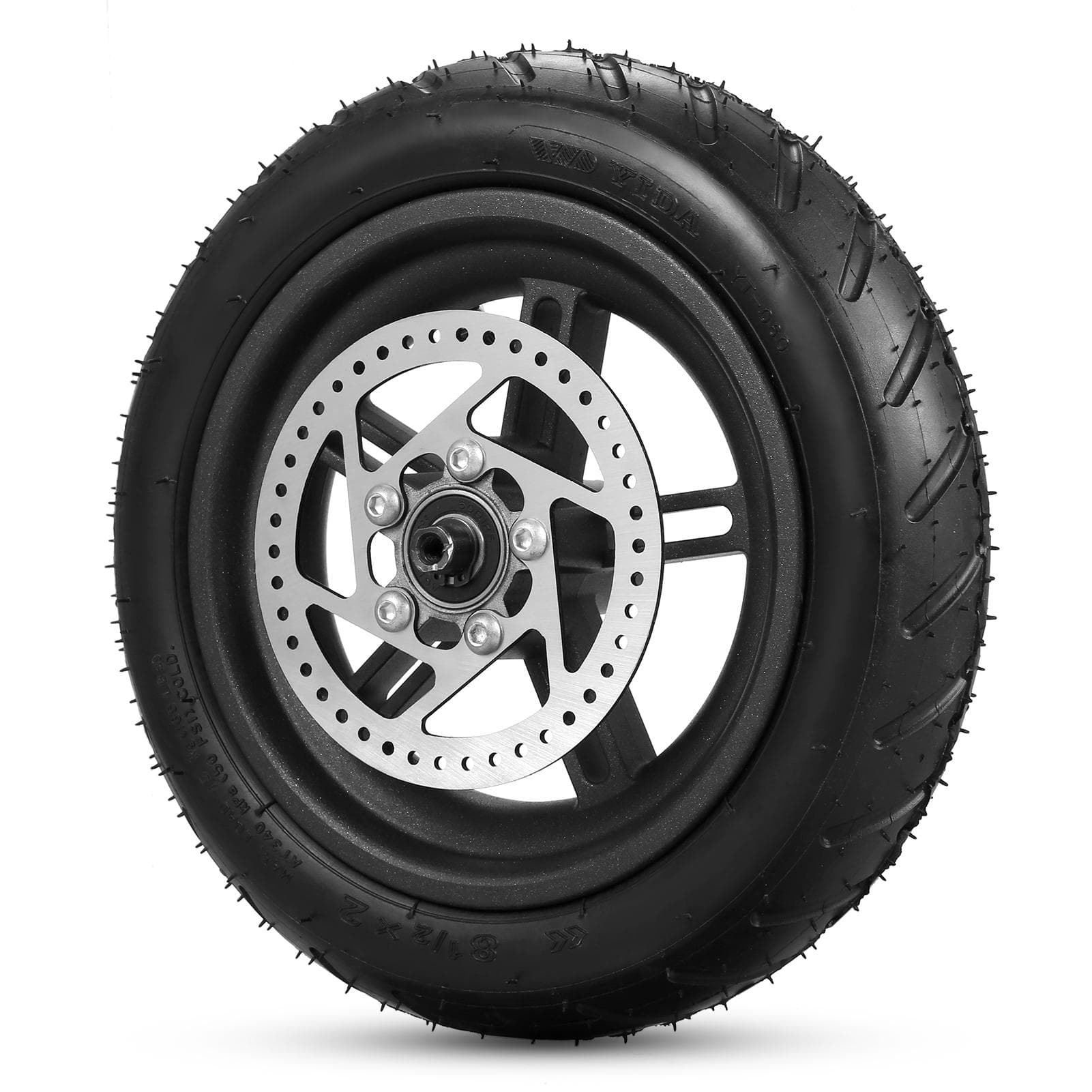 Electric Scooter Rear Tire with Wheel Hub Disc Brake Set 8.5 inches Inflatable Electric Scooter black