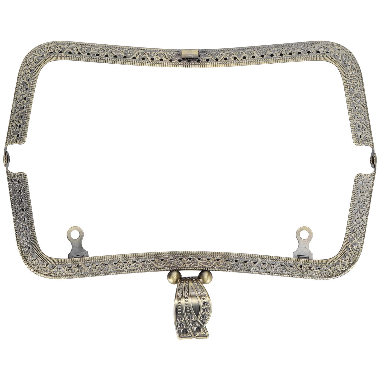 Metal Purse Frame DIY Kiss Clasp Lock Retro Embossed Handle Hardware Accessories 20cmGun Black