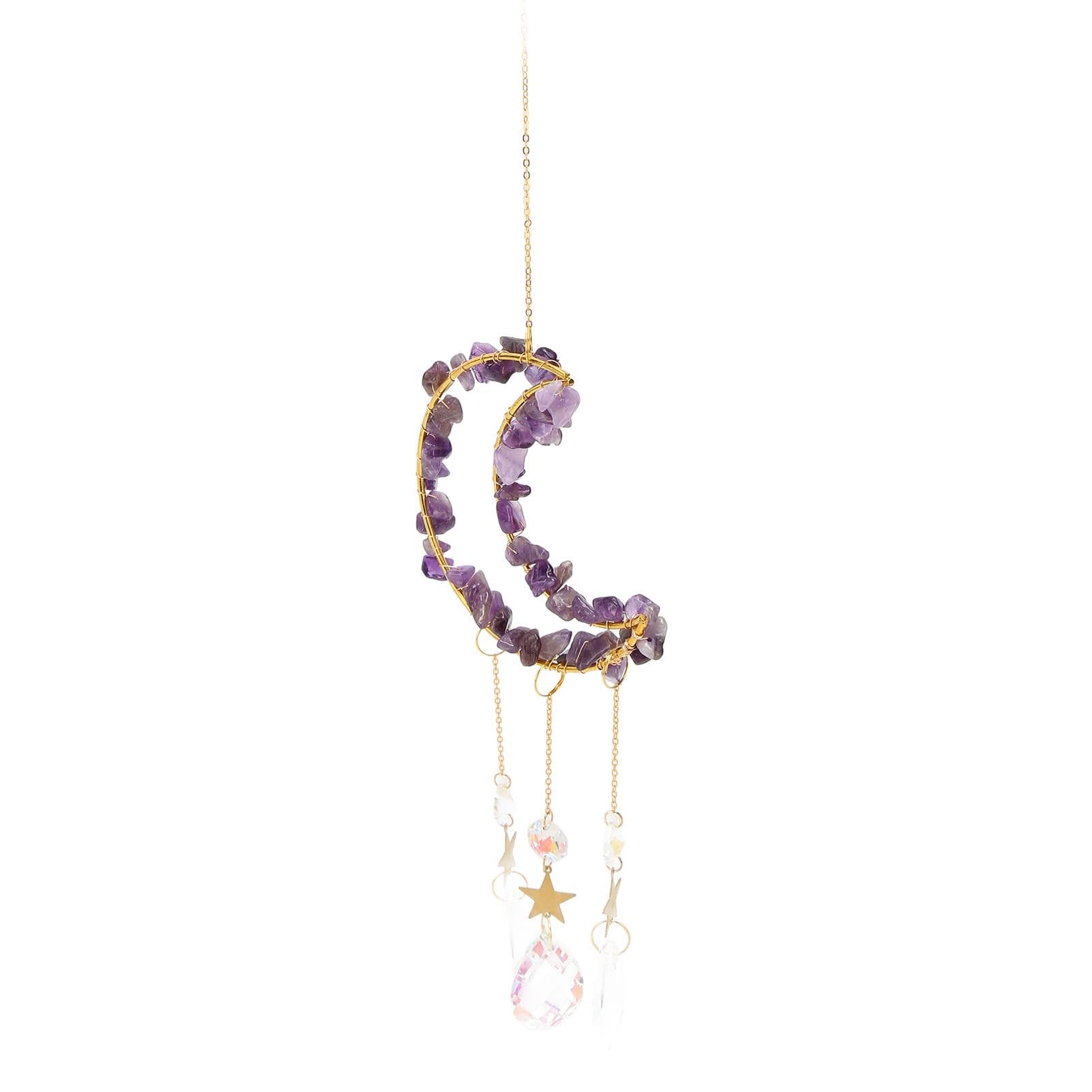 Moon Suncatcher Crystal Prism Decorative Portable Beautiful Window Ornament for Home Purple