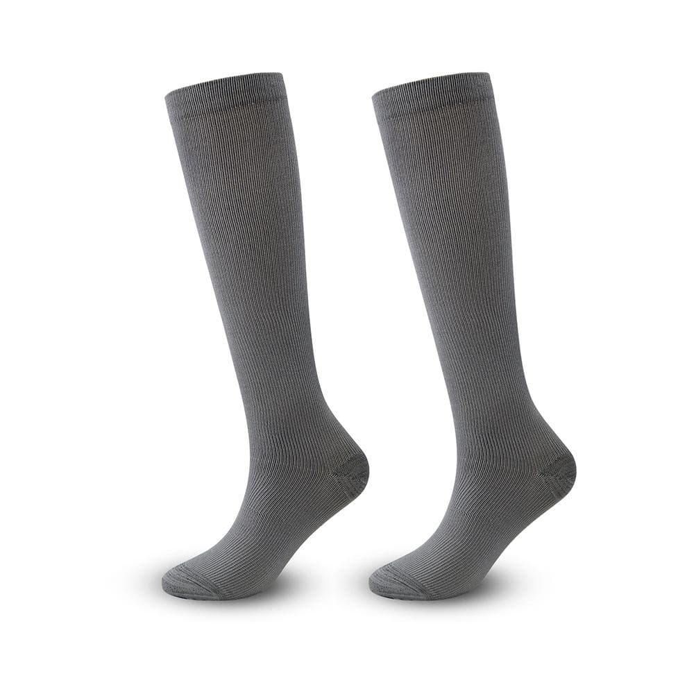 Compress Socks for Women & Men Knee High Socks Support for Running, Athletic, Cycling, Nursing, L-XL grey