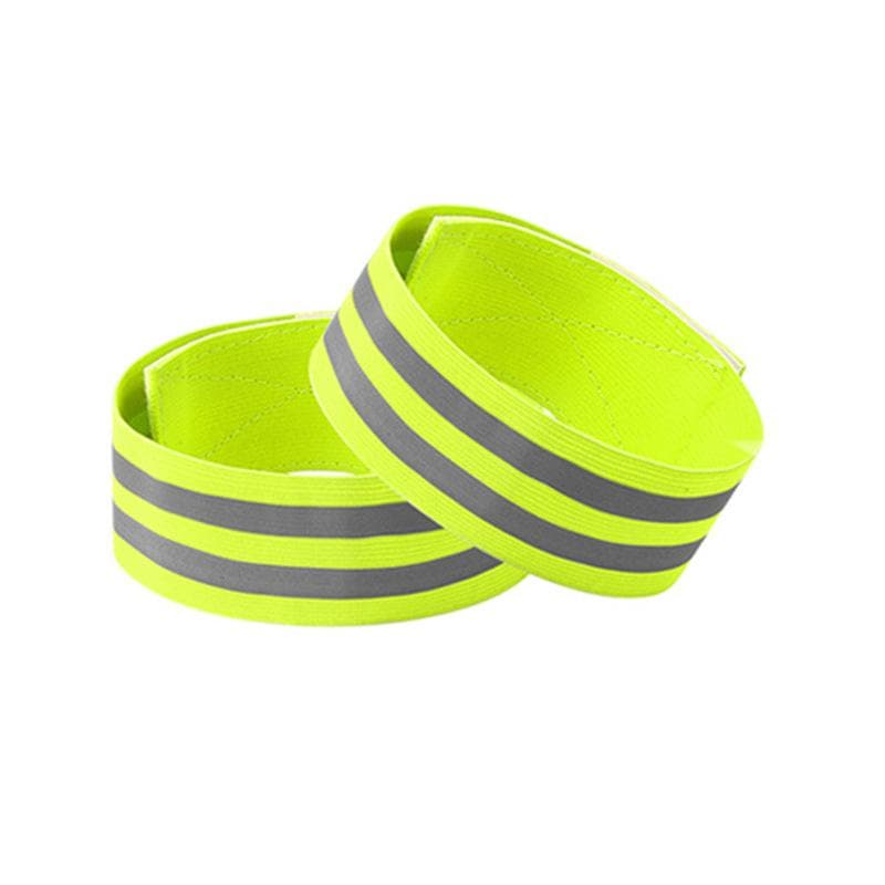 2PCS Running Reflective Arm Bands for Wrist Ankle Leg LED Reflector Armband Night Cycling Safety Light Tape Led Bracelet Strap green