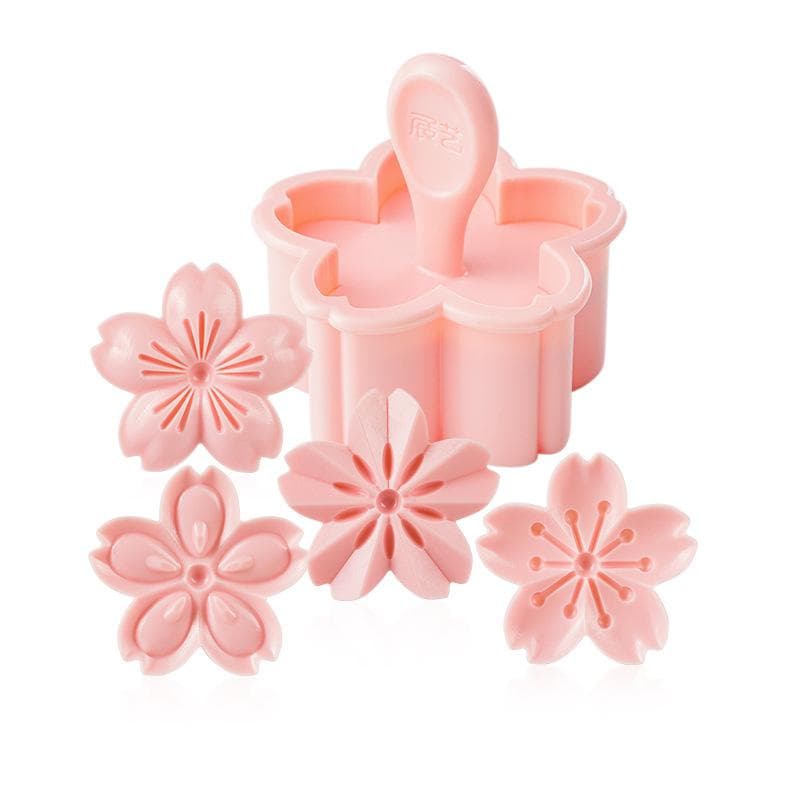 5Pcs/set Cookies Mold Cherry Blossom Pink Biscuit Fondant Mold Cranberry Cookies Flower Shape Press Flower Baking Cutters pink