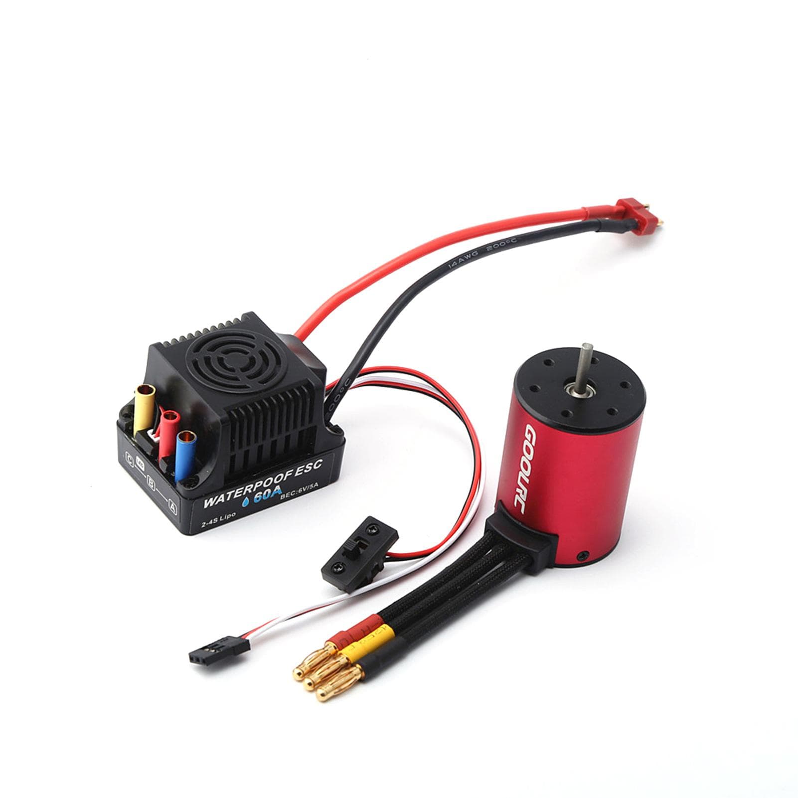 GoolRC 3650 Brushless Motor 3100KV and 60A Brushless ESC Electric Speed Controller for 1/10 RC Car 3100KV multicolour