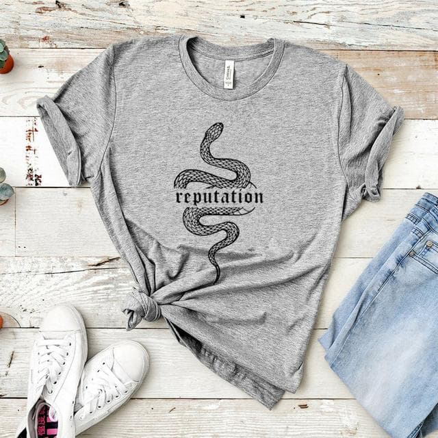 Reputation Snake T Shirt Look What You Made Me Do Shirt Women Clothes Goth Tshirt Unisex Vintage Shirt Snake Graphic Tees M gray