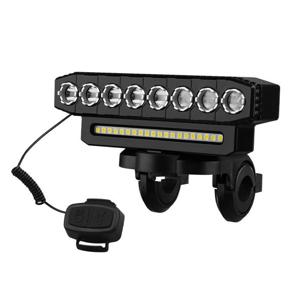 LED Bike Light with Horn USB Rechargeable Bicycle Front Light Waterproof with 6 Light Modes Support 8LED & 20SMD black