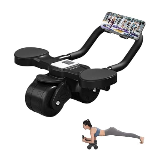 Ab Roller, Muscle Training Aid, Automatic Rotation Design, Compact Storage, Quiet Design, Stretching, Exercise Roller, Easy Assembly, Mat Included, Di