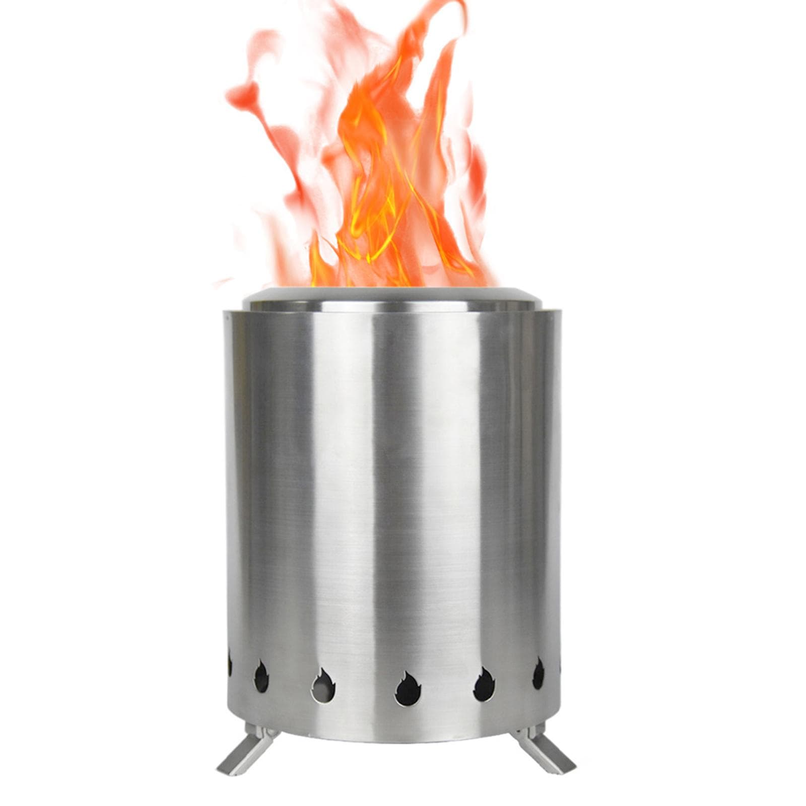 Camping Wood Stove Stainless Steel Outdoor Smokeless Fire Pit Small Backpacking Stove silver