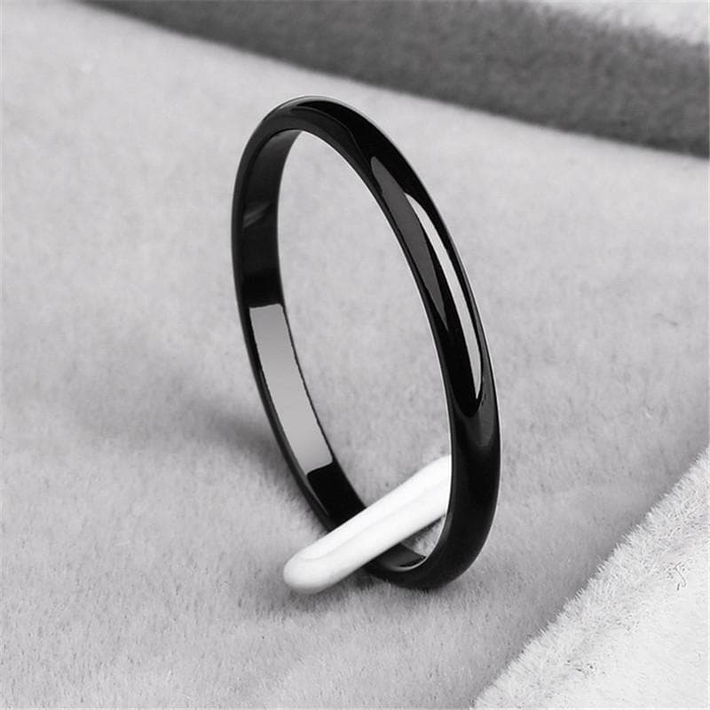 Titanium Steel Smooth Wedding Engagement Bands Rose Gold Color Couple Rings Jewelry 3 black