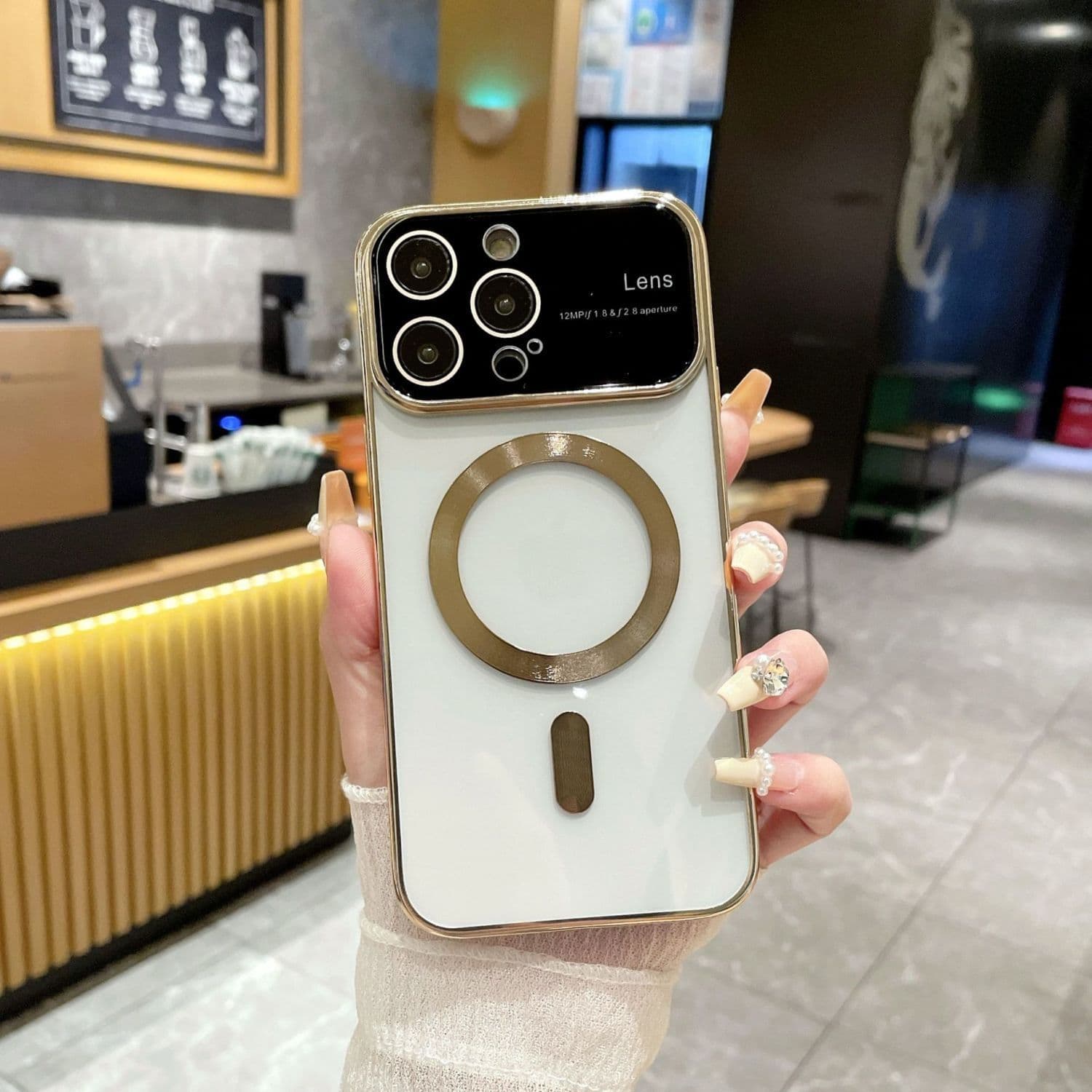 Applicable To IPhone 15 Electroplated Large Windows Apple 14pro with Magnetic Tail 1312 Transparent Anti-fall Protection Case Apple 15Plus