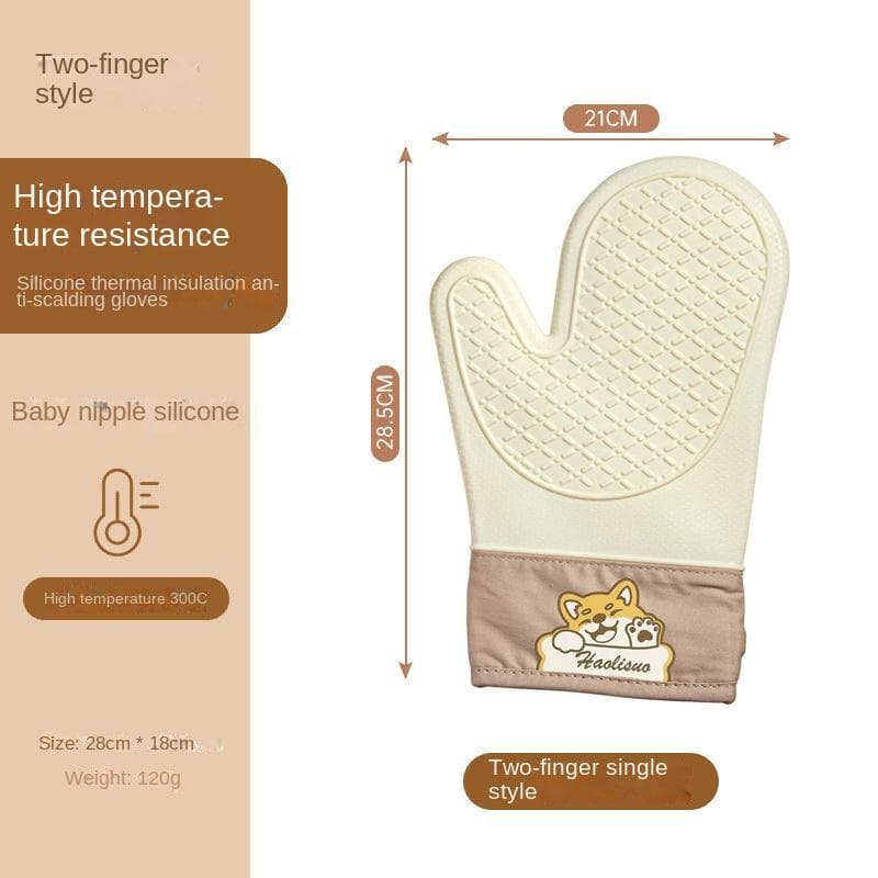 Silicone heat insulation gloves thickened, non-slip, high temperature oven gloves baking and scalding kitchen hand clamps