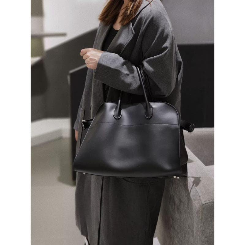 Autumn and Winter Leather Large Capacity Briefcase Large Capacity Hand-held Shoulder Tote Bag Simple and Versatile Casual Women's Bag black