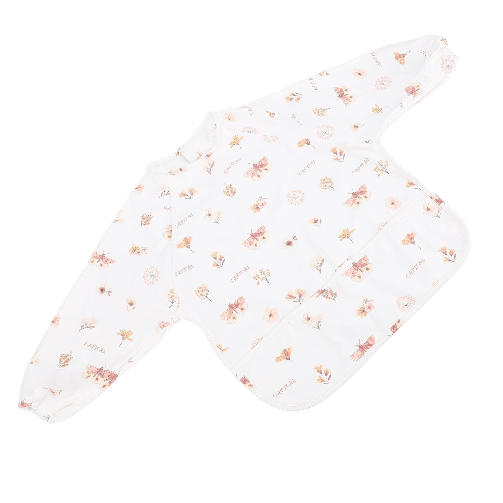 Long Sleeved Baby Bib with Pocket Water Proof Wear Resistant Portable Weaning Smock for 18-36