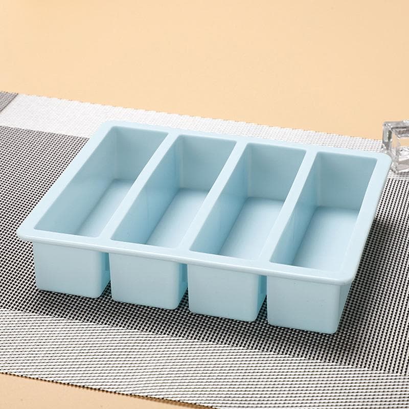 Long Ice Cube Tray 4 Grids Reusable Silicone Ice Cube Mold DIY Ice Maker Food Grade Durable Silicone Ice Mould blue