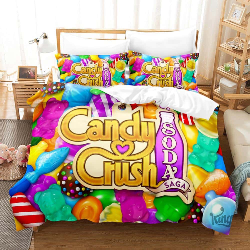 Game Candy Crush Soda Saga Bedding Set Single Twin Full Queen King Size Bed Set Adult Kid Bedroom Duvet cover Sets Home Textiles EU Twin 135x200cm