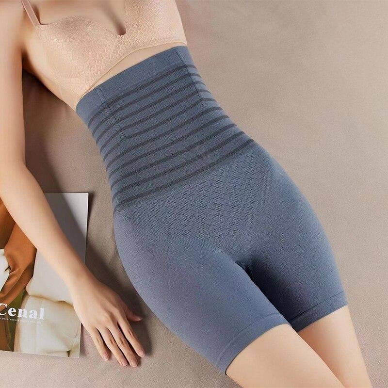Flarixa High Waist Flat Belly Panties Plus Size Seamless Women's Shorts Body Shaping Boxers Safety Shorts Slimming Underwear L blue