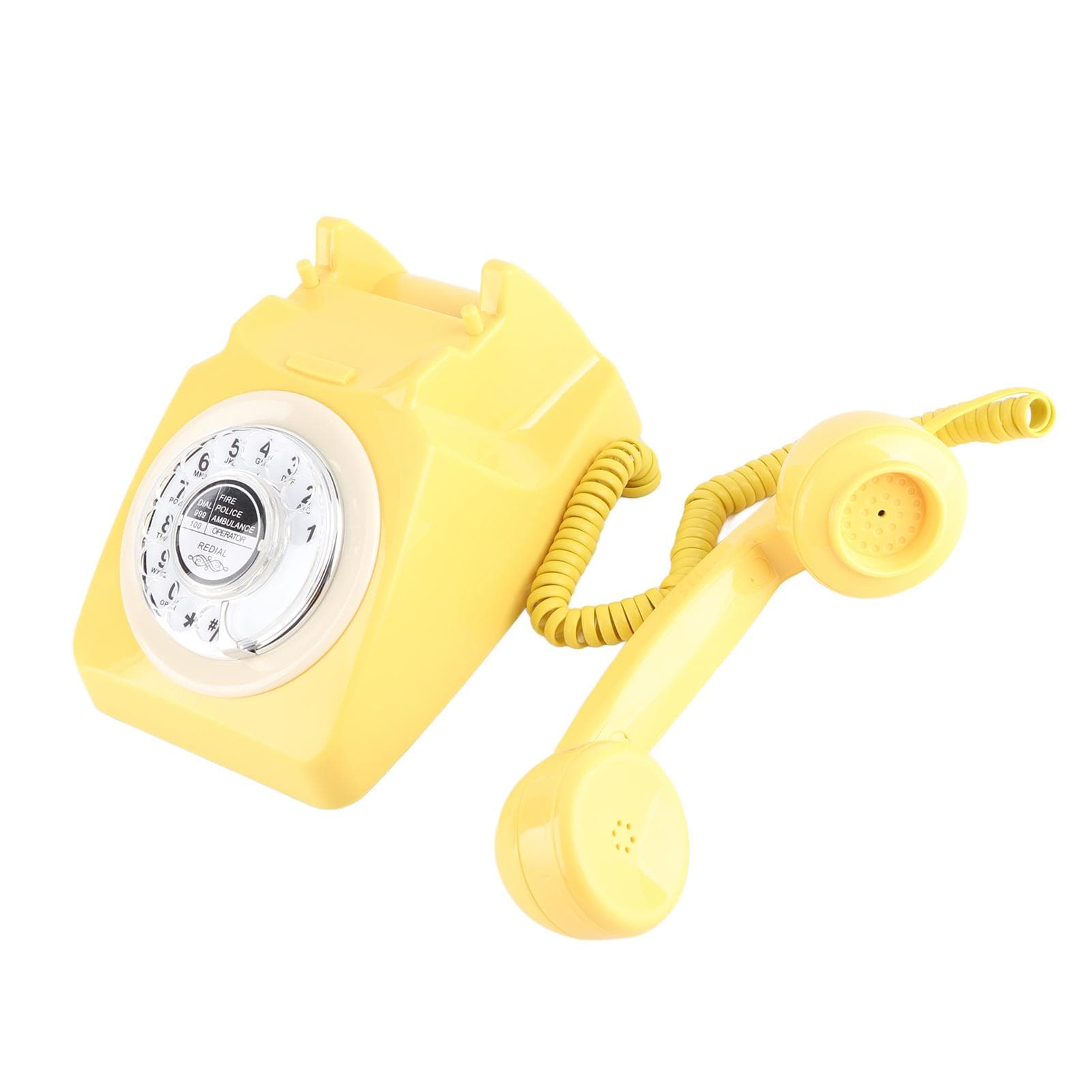Retro Rotary Dial Telephone Vintage Landline Telephone Desk Phone(yellow) yellow
