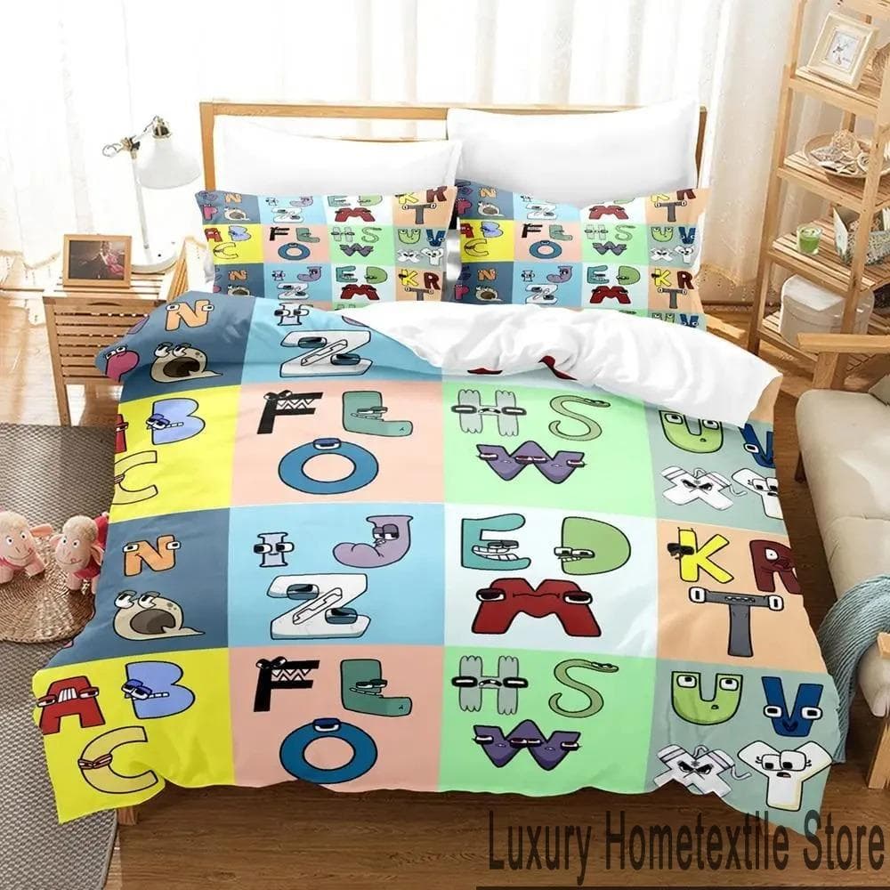 3D Print Cartoon Alphabet Lore A-Z Bedding Set Boys Girls Twin Queen King Size Duvet Cover Pillowcase Bed boys Adult 70x133cm 2pcs