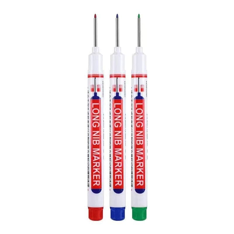 3Pcs/Set Long Head Markers Bathroom Woodworking Decoration Multi-purpose Deep Hole Marker Pens Red/Black/Blue/Green/White Ink